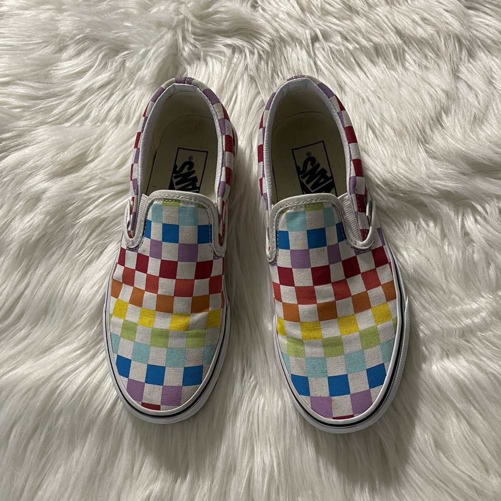 Rainbow Vans Slip Ons